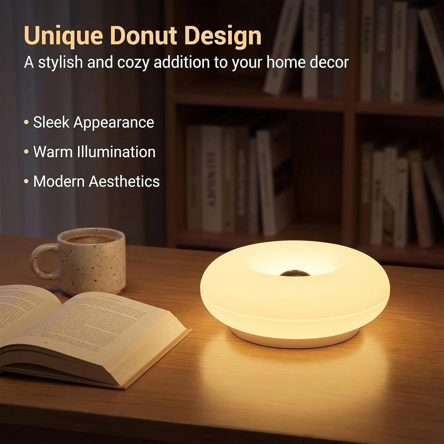 Donut Lamp, RGB 16-Color Dimmable LED Light, Wall Mount or Desktop Use