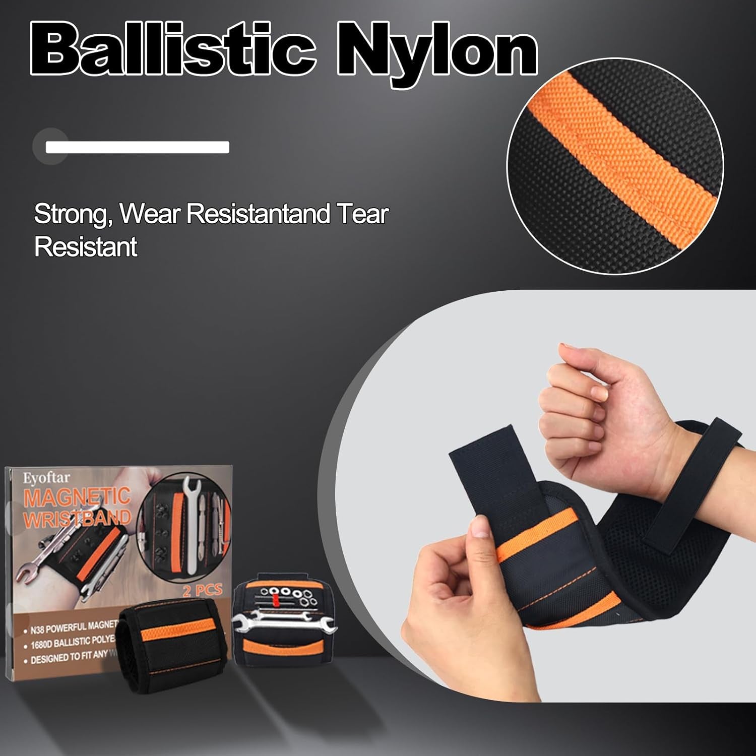 Magnetic Wristband for Tools (2-Pack) - Premium Tool Belt for Men, Heavy-Duty 20-Magnet Holds Screws DIY & Construction, Gift for Men, Cool Gadgets for Husband, Grandpa, Handyman