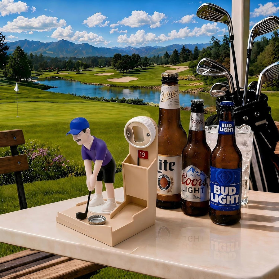 Golf Bottle Opener Game, Automatic Beer Cap Launcher & Catcher, Fun Bar Accessories for Home, Man Cave Decor, Novelty Golf Lover Gifts for Men, Dad(Nude)