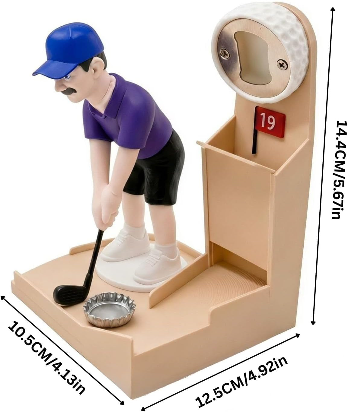 Golf Bottle Opener Game, Automatic Beer Cap Launcher & Catcher, Fun Bar Accessories for Home, Man Cave Decor, Novelty Golf Lover Gifts for Men, Dad(Nude)