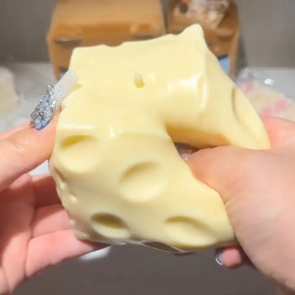 Fully Moldable Non-Rebound Cheese Squishy Toy - Pink & Yellow Petroleum Jelly-Filled Soft Gel Stress Ball, 6Cm/7Cm Jumbo Squishies Toys, Sensory Fidget Self Care Gadgets for ASMR Relaxation, Unique Relaxing Gifts