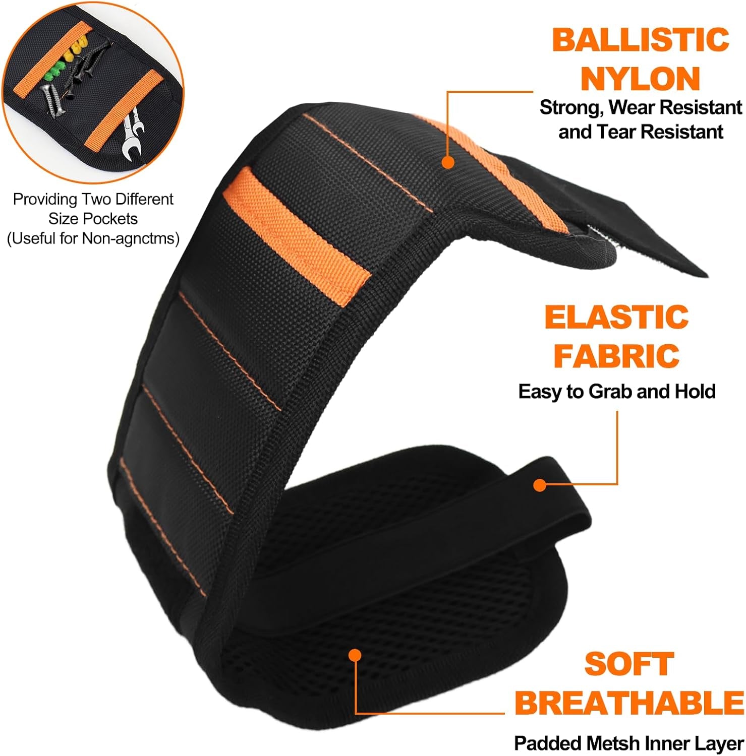 Magnetic Wristband for Tools (2-Pack) - Premium Tool Belt for Men, Heavy-Duty 20-Magnet Holds Screws DIY & Construction, Gift for Men, Cool Gadgets for Husband, Grandpa, Handyman